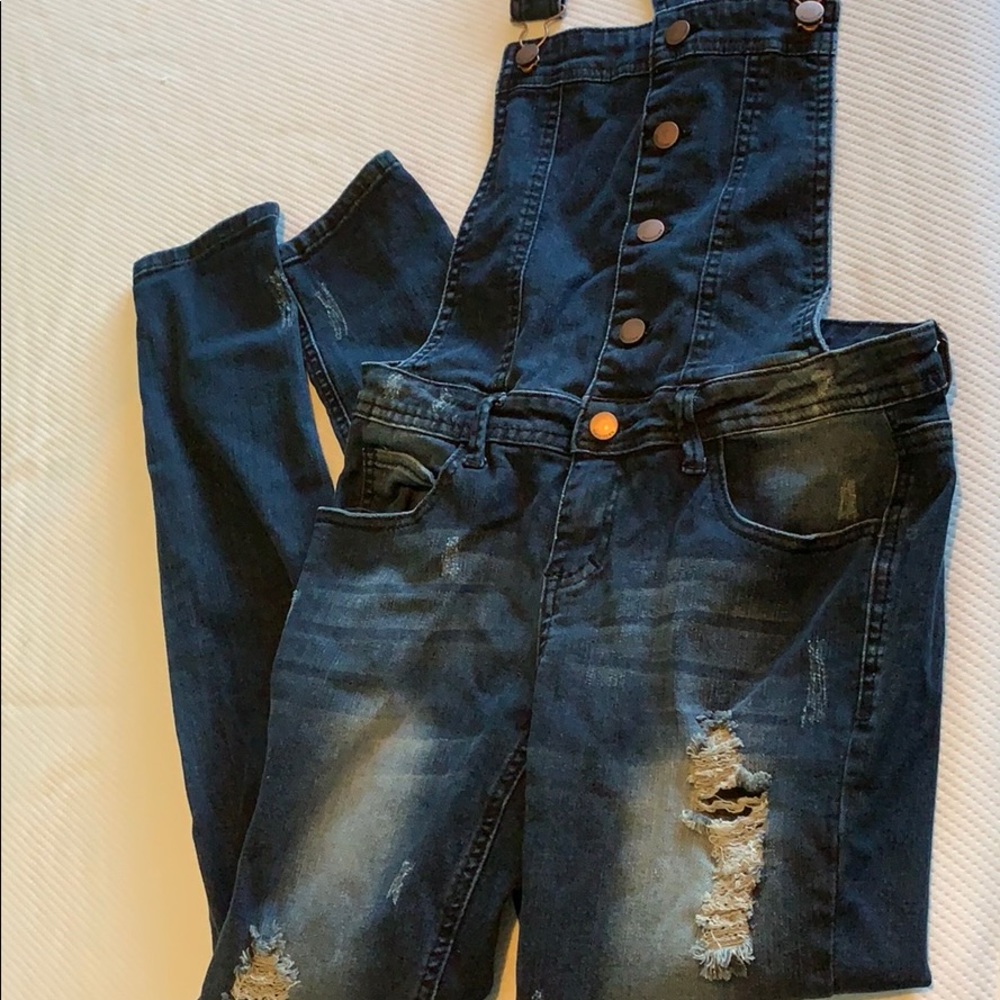Ripped Jeans Overalls